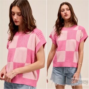 Soft Blush Check Sweater